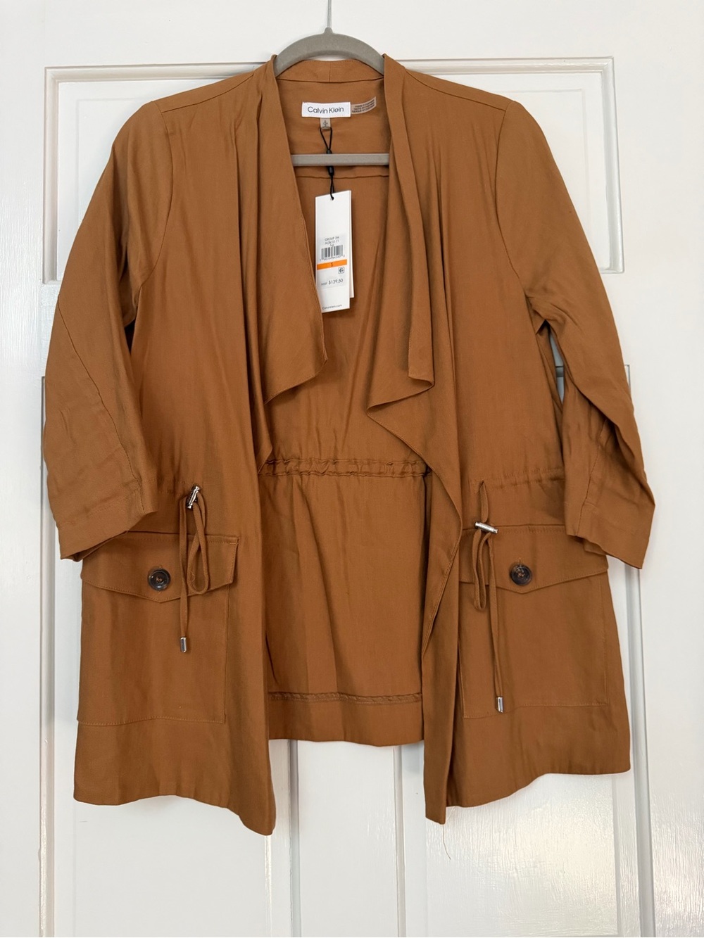 Calvin Klein Women's Rust Brown Open Front Trench Jacket